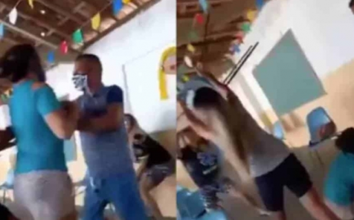 Acompañó a su amante a vacunarse, se encontró con su esposa y todo terminó en una guerra de sillas