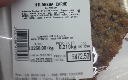 Dolor por el elevado precio de las milanesas: las cobran a $2.250 el kilo