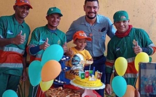 Un niño pidió un cumpleaños con temática de «basureros» y las fotos se hicieron virales