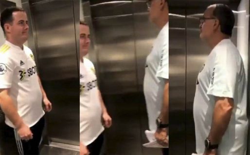 Un hincha del Leeds United tuvo una reacción insólita al ver a Marcelo Bielsa en un ascensor