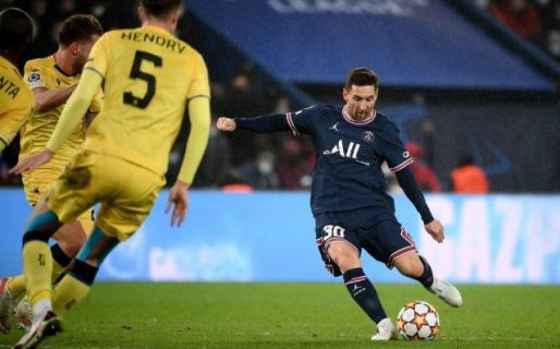 Messi convirtió un doblete en la victoria del PSG frente al Brujas
