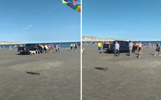 Vecinos salvaron una camioneta cuyo dueño dejó estacionada en la playa y era alcanzada por el mar