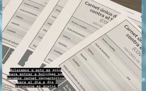 Venden libretas de vacunación truchas para pasar a boliches