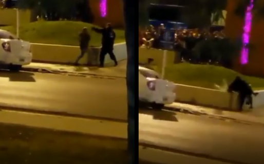 Quiso pelear con un policía y terminó en el piso, mojado y preso