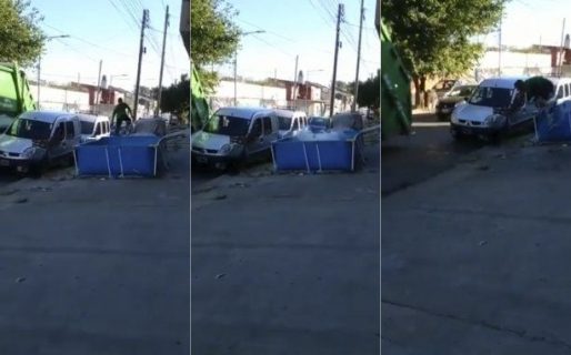 Un recolector de residuos causó furor en las redes por darse un chapuzón durante su recorrido