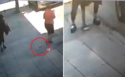 VIDEO: Vio que a una mujer se le cayó la billetera y se la robó