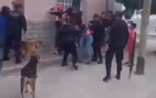 Una madre de vendedores ambulantes se fue a los golpes con la policía para defender a sus hijos