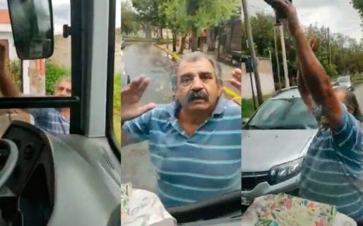 Se enojó con un chofer y le destrozó el colectivo con sus manos