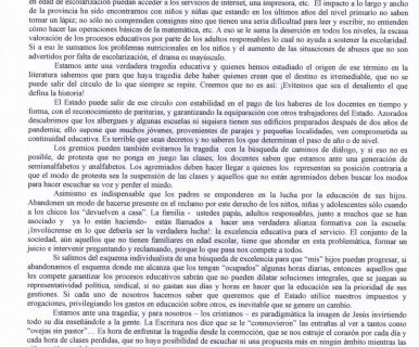 La Iglesia advierte sobre “la tragedia educativa” en Chubut
