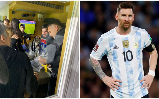 Juan Román Riquelme fue hasta el palco de la familia de Lionel Messi para dejarles un regalo