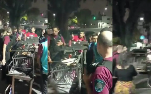 Hicieron un asado en la vereda y la Policía incautó la parrilla con los 2 kilos de carne