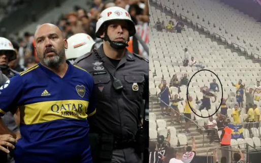 Echaron de la cancha a un hincha de Boca por hacerse el gracioso con gestos racistas a hinchas del Corinthians