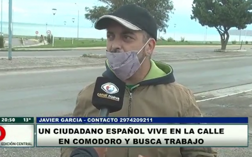 Vino desde España a Comodoro a probar suerte y vive en la calle porque no encuentra trabajo