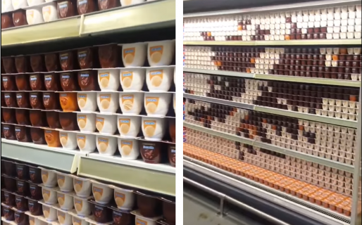 Un supermercado dibujó las Islas Malvinas con yogures