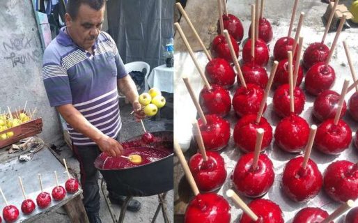 Le pidieron 1500 manzanas caramelizadas a un vendedor callejero y al final le cancelaron el pedido