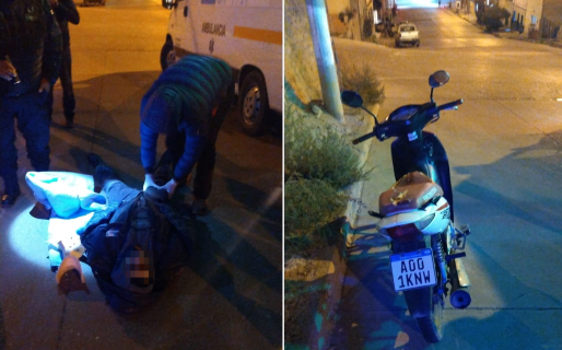 Derrapó en moto y se lesionó al caer