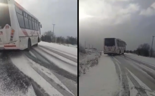 Como en reto Tokio: Las osadas maniobras de un chofer de colectivo en la Cordillera