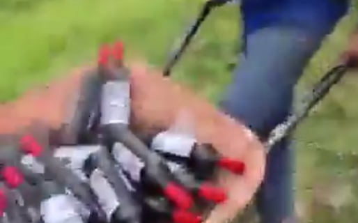 Volcó un camión con botellas de vino en Chaco y la gente se llevó la carga en carretilla