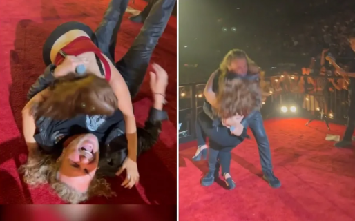 Una fan tiró al piso al cantante de Maná en medio de un show