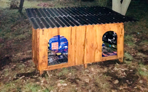 Fabricaron una cucha comunitaria para los perros de la calle