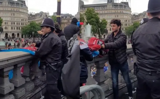 Policías ingleses retiraron banderas argentinas en pleno banderazo por La Finalissima