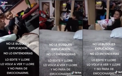 La conmovedora emoción de un niño con el enorme regalo de papá