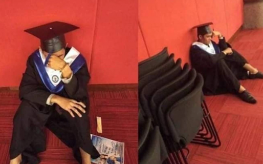 Se graduó con honores y no lo acompañó ningún familiar: su llanto se hizo viral