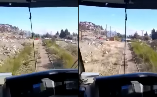 Así fue el momento en que un tren chocó a un camión en el ingreso a Bariloche