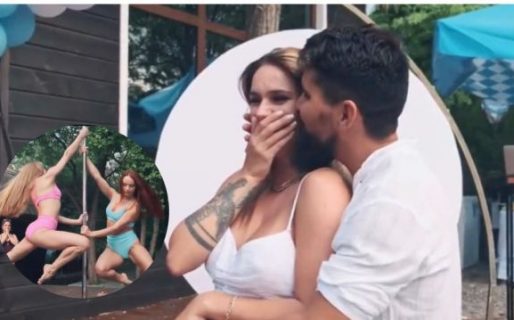 Contrataron bailarinas de pole dance para la revelación de su bebé y el video es viral en Tiktok
