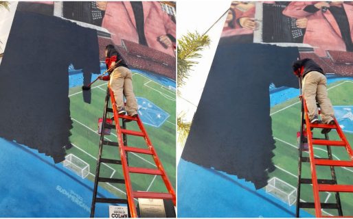 Colón borró el mural de “Los Palmeras” de su estadio por una polémica foto con un exdirigente del club