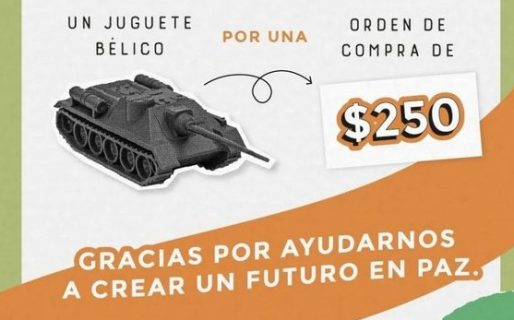 Cambian juguetes bélicos por voucher con descuento