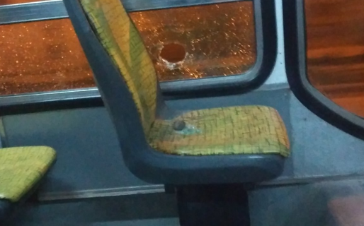 Un peligro: apedrearon un colectivo en Km8 y casi lastiman a una joven