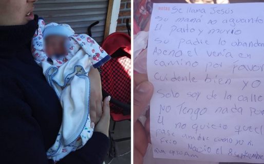 Abandonaron a un bebé adentro de una bolsa y dejaron una nota