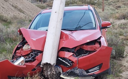 Un auto sin personas a bordo impactó contra una palma de luz