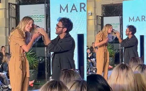 Un drone se le enganchó en el pelo a una modelo mientras desfilaba