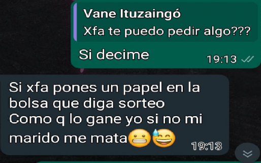 Hizo una compra por 15 mil pesos y le pidió al vendedor que simule que es el premio de un sorteo para que el marido no se de cuenta