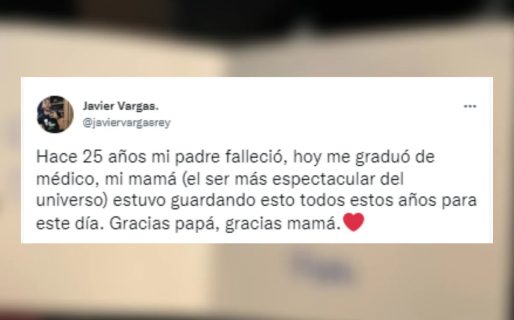 Se recibió de médico y le llegó un inesperado regalo de su padre muerto hace 25 años