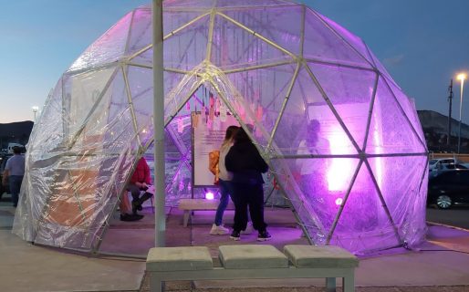 Se instaló un domo geodésico de casi 6 metros en el Predio Ferial