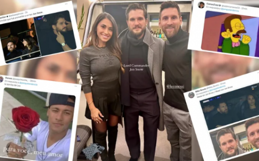 Furor por la foto de Antonela Roccuzzo y Lionel Messi junto a “Jon Snow”, personaje de Game Of Thrones