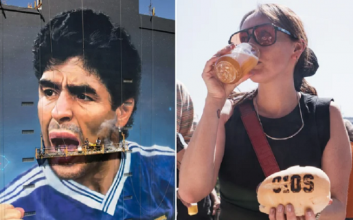 Choripaneada para inaugurar el mural de Maradona