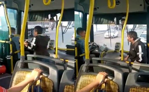 Una mujer agarró a trompadas a un colectivero