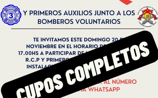Se completaron los cupos disponibles de la capacitación que brindarán Bomberos Voluntarios