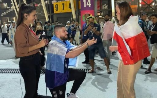 Amor sin grieta en Qatar: un hincha argentino le pidió matrimonio a su novia polaca minutos antes del partido