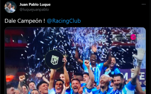 Luque explotó con el campeonato de Racing: “Muy merecido”