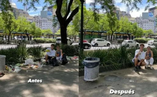 Un distinto: Santiago Maratea limpió la zona del Obelisco y se llevó todos los aplausos