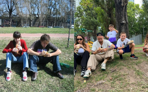 Papu Gómez y Linda Raff reeditaron el “sánguche en la Costanera”: la publicación con sus hijos que se volvió viral
