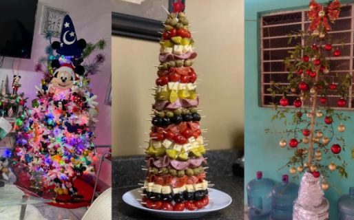 Con materiales reciclados, comida y hasta de peluches: los exóticos y alternativos árboles de Navidad