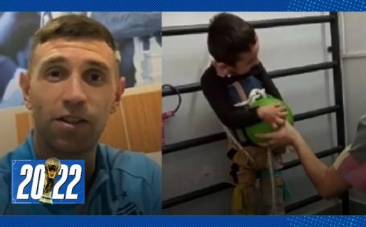 El Dibu cumplió el sueño de un pequeño hincha que quiere ser arquero: “Vi cómo atajabas y me emocionó mucho”