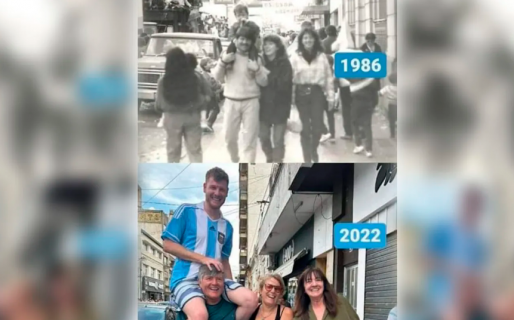 A 36 años, un grupo de amigos repitió la misma foto que se sacó cuando Argentina salió campeón en 1986