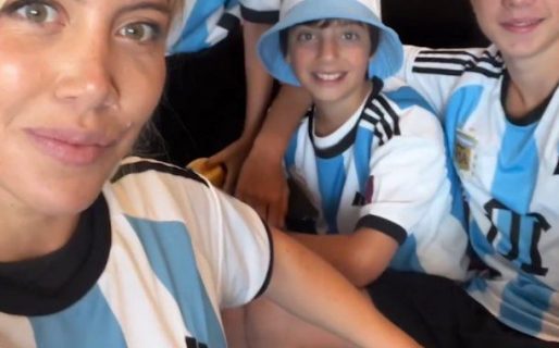 Wanda Nara se fue a Qatar con sus hijos para la final